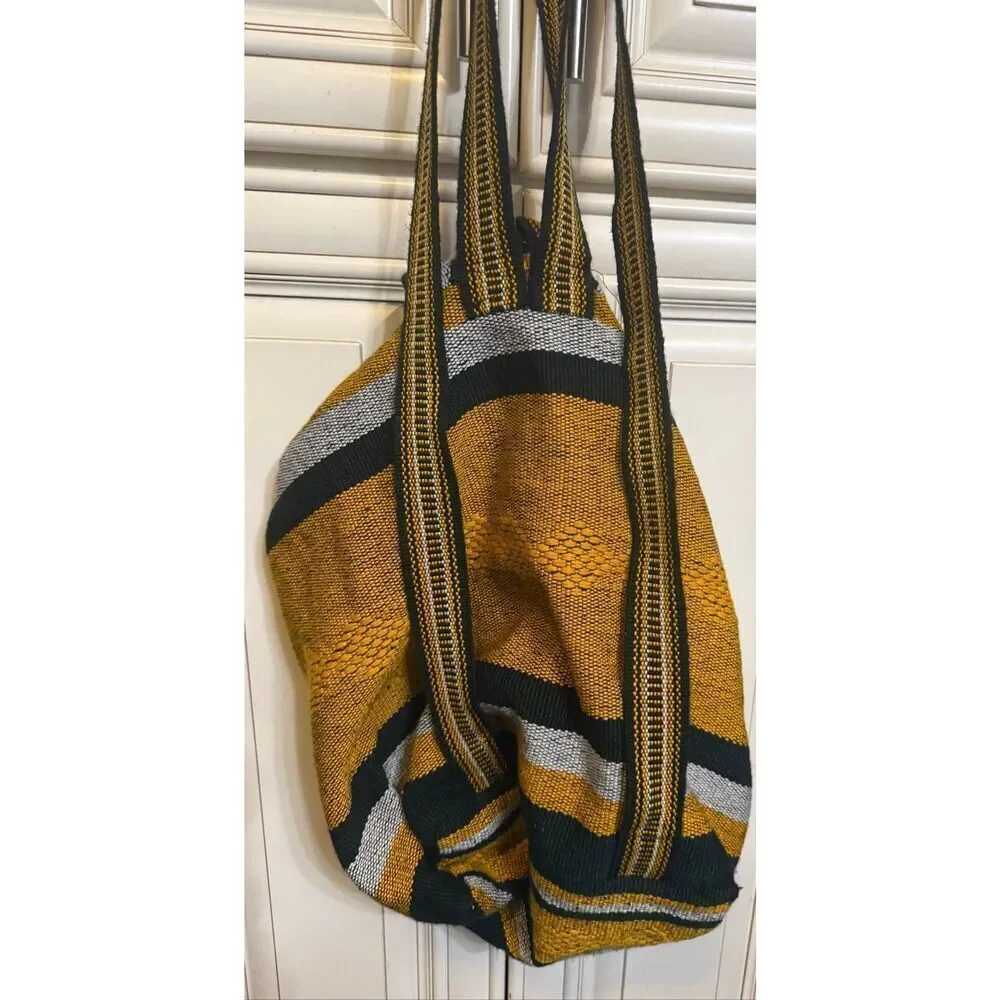 Unisex Large Yellow Black Striped Green Bay Packers NFL Woven Baja Backpack Bag